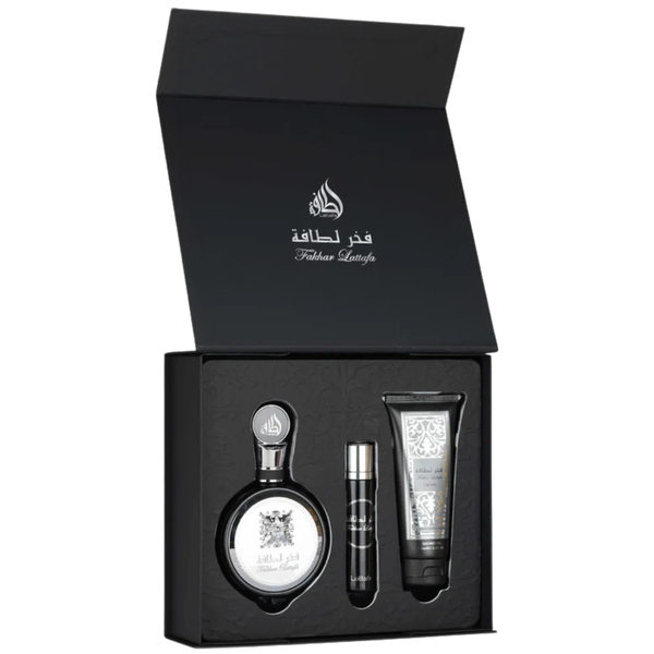 Kit Lattafa Fakhar Black EDP Masculino 100ml + Pefume Portátil